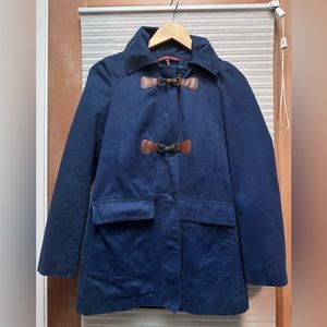 Comptoir de Cotonniers hooded jacket- snaps & leather/brass look closure.